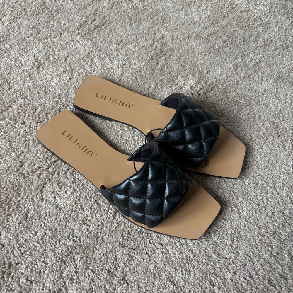 Liliana Black Quilted Sandals